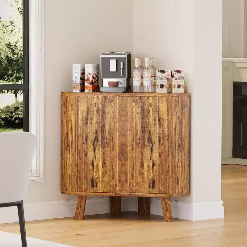 31.5 Corner Display Cabinet with Adjustable Shelf - Triangle Storage Unit for Bathroom Living Room Hallway