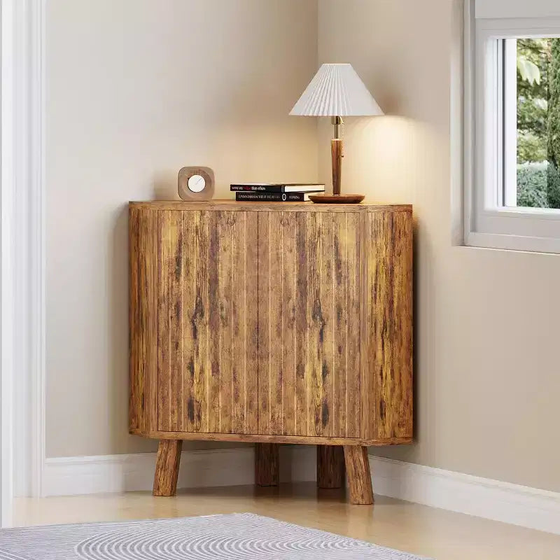 31.5 Corner Display Cabinet with Adjustable Shelf - Triangle Storage Unit for Bathroom Living Room Hallway