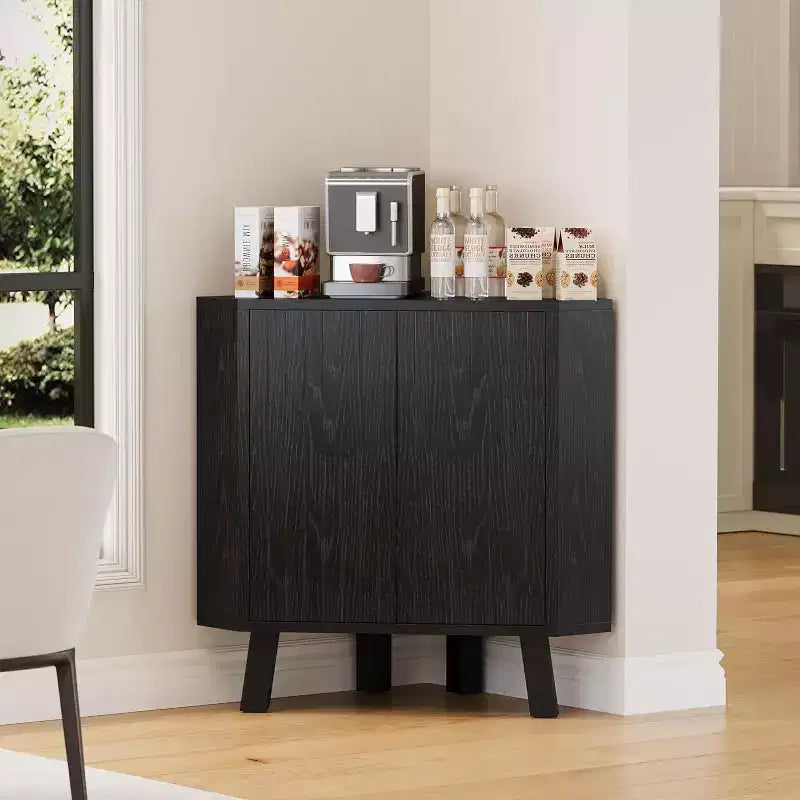 31.5 Corner Display Cabinet with Adjustable Shelf - Triangle Storage Unit for Bathroom Living Room Hallway