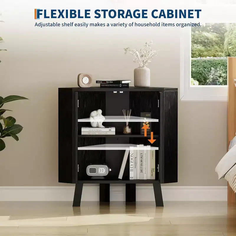 31.5 Corner Display Cabinet with Adjustable Shelf - Triangle Storage Unit for Bathroom Living Room Hallway