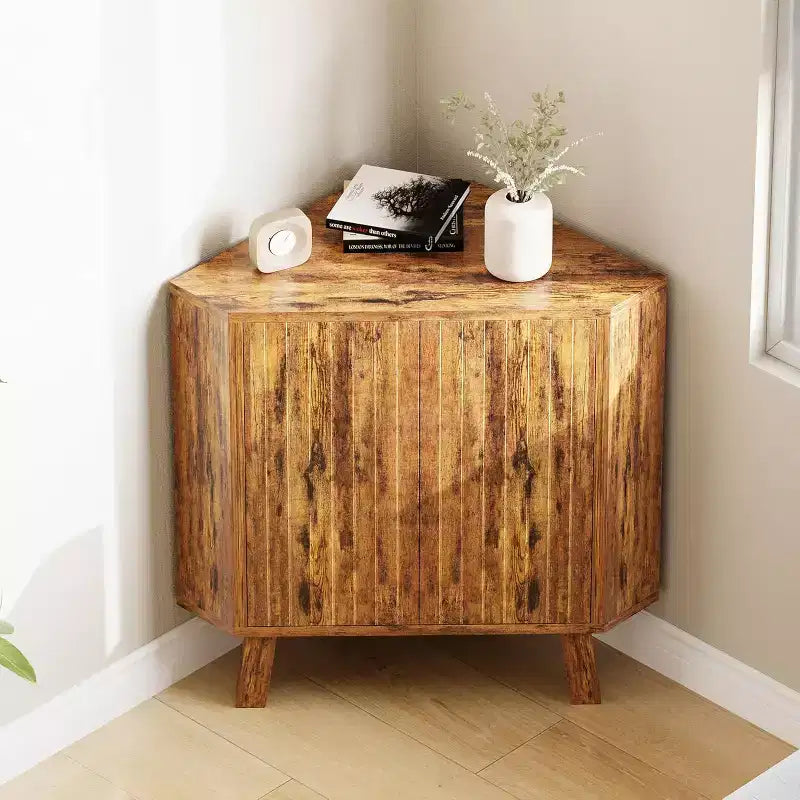 31.5 Corner Display Cabinet with Adjustable Shelf - Triangle Storage Unit for Bathroom Living Room Hallway