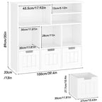 GustoWave Kids Bookshelf Toy Storage Cabinet with 3 Movable Drawers and 6 Storage Cubbies for Bedroom, Playroom, Nursery, White