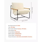 Modern Corduroy Upholstered Accent Chair with Metal Frame and Wood Armrests Beige