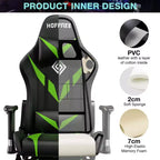Hoffree Massage Reclining Gaming Chair Ergonomic Office PC Chair with Bluetooth Speaker & RGB Light