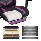 Hoffree Massage Reclining Gaming Chair Ergonomic Office PC Chair with Bluetooth Speaker & RGB Light