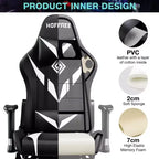 Hoffree Massage Reclining Gaming Chair Ergonomic Office PC Chair with Bluetooth Speaker & RGB Light