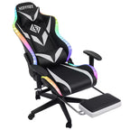 Hoffree Massage Reclining Gaming Chair Ergonomic Office PC Chair with Bluetooth Speaker & RGB Light