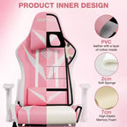 Hoffree Massage Reclining Gaming Chair Ergonomic Office PC Chair with Bluetooth Speaker & RGB Light