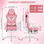 Hoffree Massage Reclining Gaming Chair Ergonomic Office PC Chair with Bluetooth Speaker & RGB Light