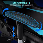 Hoffree Massage Reclining Gaming Chair Ergonomic Office PC Chair with Bluetooth Speaker & RGB Light
