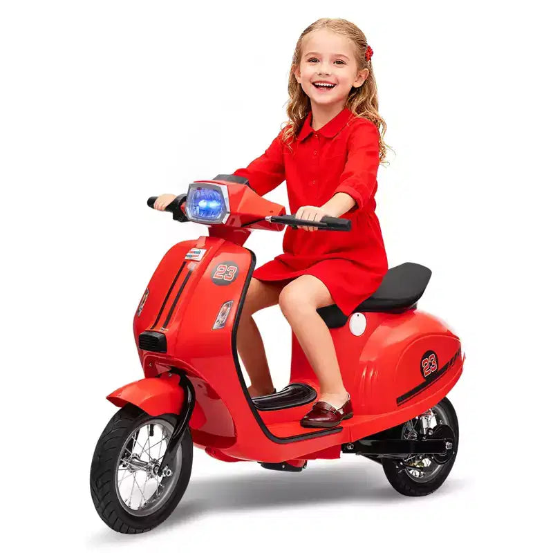 Coolmee 24V Electric Moped Motorcycle for Kids, Electric Scooter with Seat for Kids 8-14, Ride On Scooter with LED Light, Max Up to 14 MPH