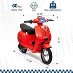 Coolmee 24V Electric Moped Motorcycle for Kids, Electric Scooter with Seat for Kids 8-14, Ride On Scooter with LED Light, Max Up to 14 MPH