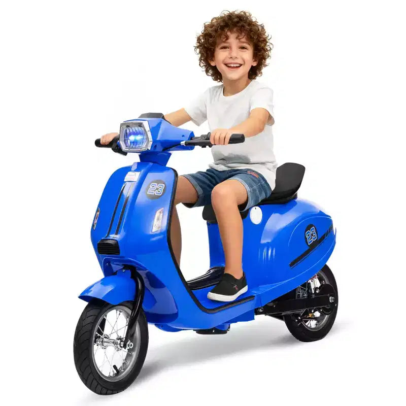 Coolmee 24V Electric Moped Motorcycle for Kids, Electric Scooter with Seat for Kids 8-14, Ride On Scooter with LED Light, Max Up to 14 MPH