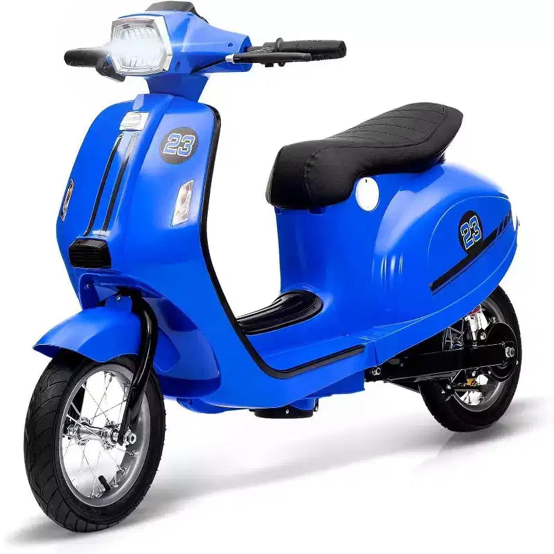 Coolmee 24V Electric Moped Motorcycle for Kids, Electric Scooter with Seat for Kids 8-14, Ride On Scooter with LED Light, Max Up to 14 MPH