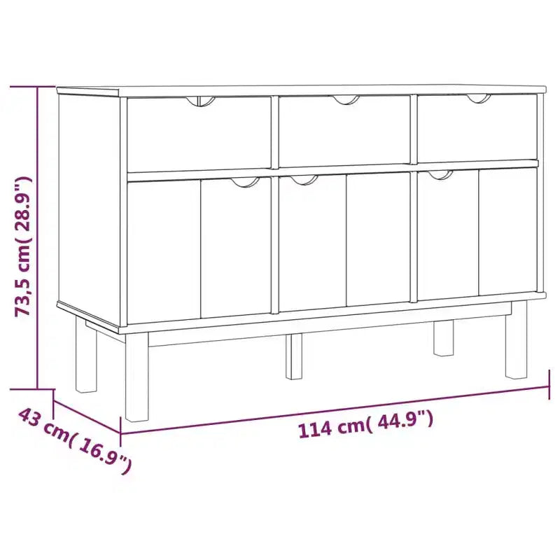 vidaXL Cabinet Storage Console Sideboard for Living Room OTTA Solid Wood Pine