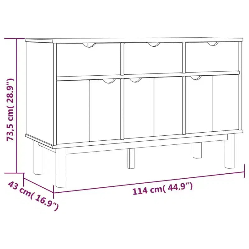 vidaXL Cabinet Storage Console Sideboard for Living Room OTTA Solid Wood Pine