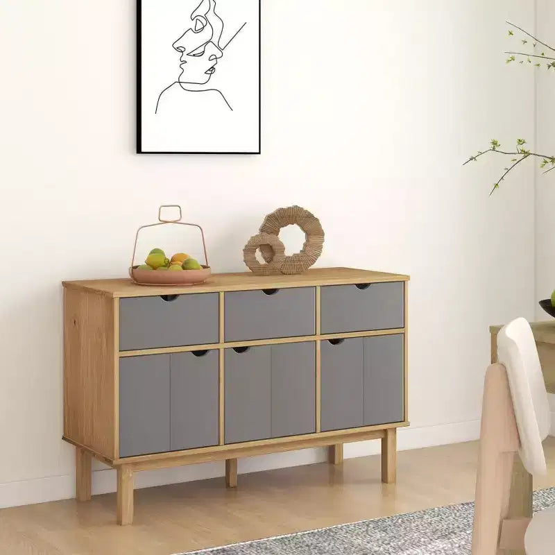 vidaXL Cabinet Storage Console Sideboard for Living Room OTTA Solid Wood Pine