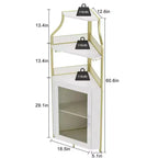 Wine Cabinet, Corner Farmhouse Wine Bar with Removable Rack & Glass Holder, Compact Liquor Coffee Storage Unit with Mesh Door