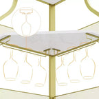 Wine Cabinet, Corner Farmhouse Wine Bar with Removable Rack & Glass Holder, Compact Liquor Coffee Storage Unit with Mesh Door