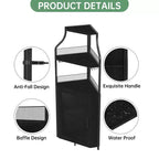 Wine Cabinet, Corner Farmhouse Wine Bar with Removable Rack & Glass Holder, Compact Liquor Coffee Storage Unit with Mesh Door