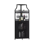 Wine Cabinet, Corner Farmhouse Wine Bar with Removable Rack & Glass Holder, Compact Liquor Coffee Storage Unit with Mesh Door