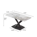 GDFStudio Basia Modern Artificial Stone Curved Rectangle Dining Table