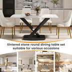 GDFStudio Basia Modern Artificial Stone Curved Rectangle Dining Table