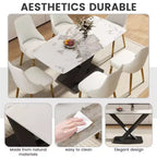 GDFStudio Basia Modern Artificial Stone Curved Rectangle Dining Table