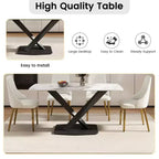 GDFStudio Basia Modern Artificial Stone Curved Rectangle Dining Table