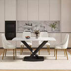 GDFStudio Basia Modern Artificial Stone Curved Rectangle Dining Table