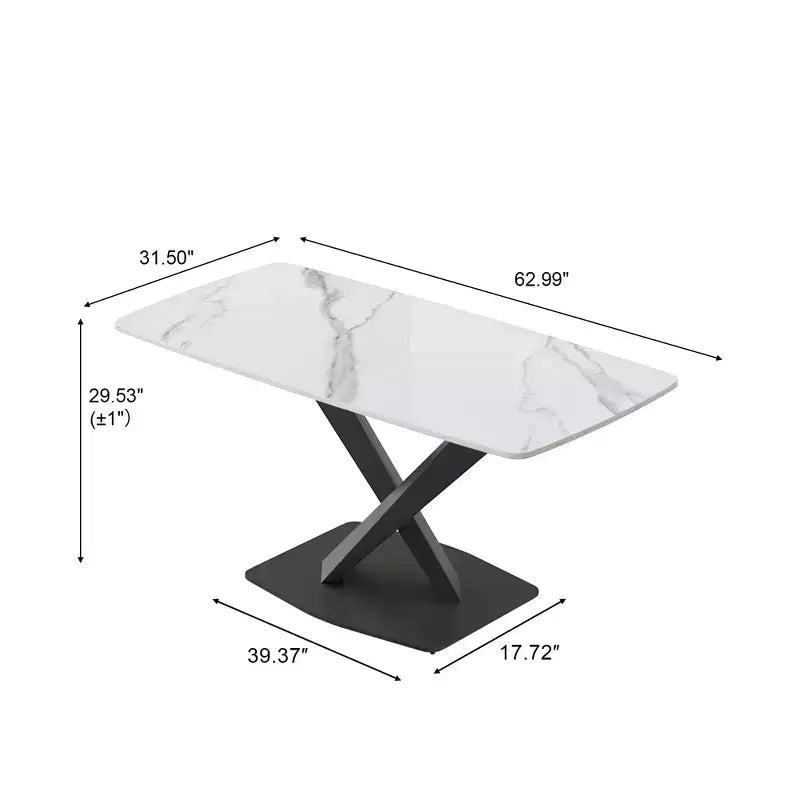 GDFStudio Basia Modern Artificial Stone Curved Rectangle Dining Table