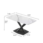 GDFStudio Basia Modern Artificial Stone Curved Rectangle Dining Table