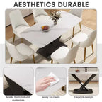 GDFStudio Basia Modern Artificial Stone Curved Rectangle Dining Table