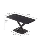 GDFStudio Basia Modern Artificial Stone Curved Rectangle Dining Table