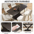 GDFStudio Basia Modern Artificial Stone Curved Rectangle Dining Table
