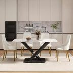 GDFStudio Basia Modern Artificial Stone Curved Rectangle Dining Table