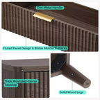 LINSY HOME Fluted 9 Drawer Dresser for Bedroom, Mid Century Modern Large Chest of Drawers with Gold Metal Handles, Wide Boho Wood Dressers