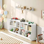 ACOINEL 35.4 Kids Bookshelf with Bookcase Footboard - Toy Storage Cubby, Children's Toy Shelf & 5-Cubby Storage Cabinet