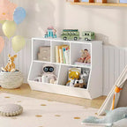 ACOINEL 35.4 Kids Bookshelf with Bookcase Footboard - Toy Storage Cubby, Children's Toy Shelf & 5-Cubby Storage Cabinet