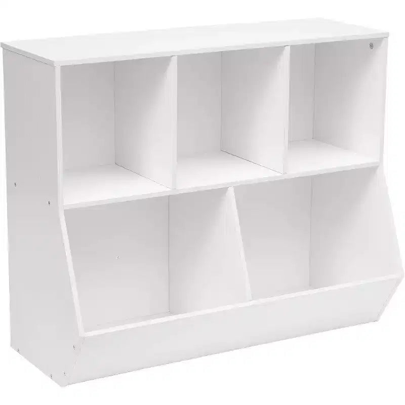ACOINEL 35.4 Kids Bookshelf with Bookcase Footboard - Toy Storage Cubby, Children's Toy Shelf & 5-Cubby Storage Cabinet