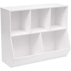 ACOINEL 35.4 Kids Bookshelf with Bookcase Footboard - Toy Storage Cubby, Children's Toy Shelf & 5-Cubby Storage Cabinet