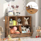 ACOINEL 35.4 Kids Bookshelf with Bookcase Footboard - Toy Storage Cubby, Children's Toy Shelf & 5-Cubby Storage Cabinet