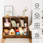 ACOINEL 35.4 Kids Bookshelf with Bookcase Footboard - Toy Storage Cubby, Children's Toy Shelf & 5-Cubby Storage Cabinet