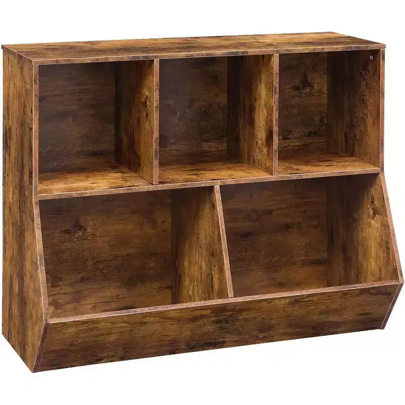 ACOINEL 35.4 Kids Bookshelf with Bookcase Footboard - Toy Storage Cubby, Children's Toy Shelf & 5-Cubby Storage Cabinet