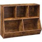 ACOINEL 35.4 Kids Bookshelf with Bookcase Footboard - Toy Storage Cubby, Children's Toy Shelf & 5-Cubby Storage Cabinet