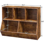 ACOINEL 35.4 Kids Bookshelf with Bookcase Footboard - Toy Storage Cubby, Children's Toy Shelf & 5-Cubby Storage Cabinet