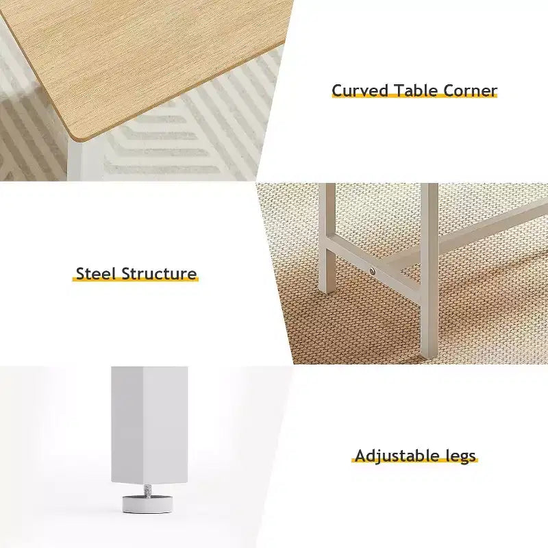 MooxvMoo 43 Dining Table Set, Bar Table with 2 Dining Benches, Industrial Table Counter for Kitchen Breakfast Table, Living Room, Party Room, White