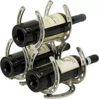 Huntley Horse Shoe 3 Bottle Wine Rack, Aluminum, Silver