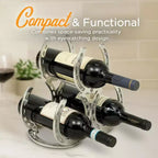 Huntley Horse Shoe 3 Bottle Wine Rack, Aluminum, Silver