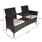 2-Seater Patio Sofa with Side Table in Various Colors